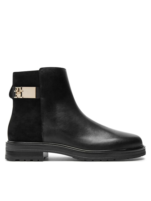 TH bottines basses en daim et cuir noir - Chaussures Femme
