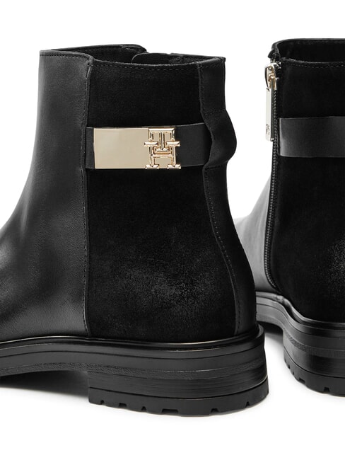 TH bottines basses en daim et cuir noir - Chaussures Femme