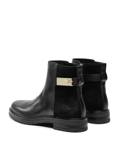 TH bottines basses en daim et cuir noir - Chaussures Femme