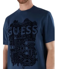 GUESS FLOCK T-shirt &agrave; manches courtes coupe classique bleu infini - T-shirt - 3