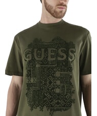GUESS FLOCK T-shirt &agrave; manches courtes coupe classique matin d'olivier - T-shirt - 2