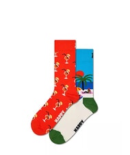 HAPPY SOCKS BEACH LIFE Coffret cadeau 2 paires de chaussettes vert - Chaussettes pour hommes - 2