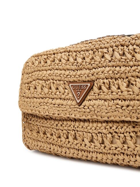 IRENE Sac bandouli&egrave;re tiss&eacute;, sac port&eacute; crois&eacute; naturel / cognac - Sacs pour Femme