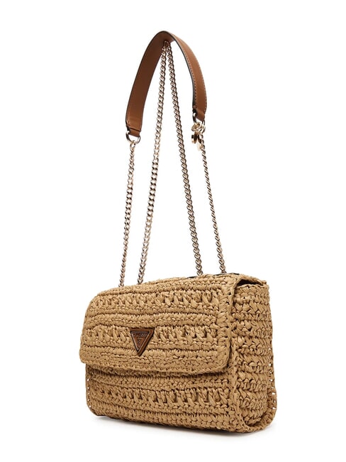 IRENE Sac bandouli&egrave;re tiss&eacute;, sac port&eacute; crois&eacute; naturel / cognac - Sacs pour Femme