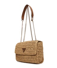 GUESS IRENE Sac bandouli&egrave;re tiss&eacute;, sac port&eacute; crois&eacute; naturel / cognac - Sacs pour Femme - 4