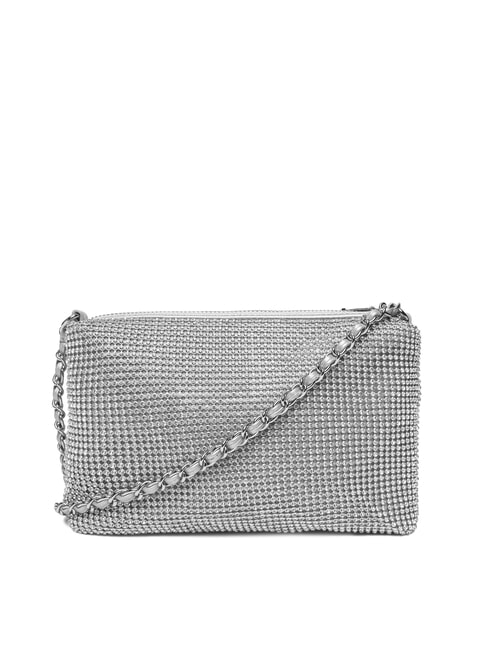 CRYSTAL Sac bandouli&egrave;re orn&eacute; de strass argent - Sacs pour Femme
