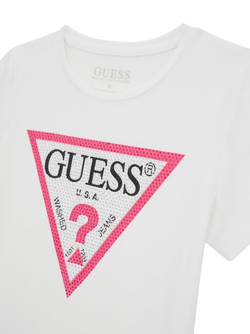 KIDS T-shirt &agrave; manches courtes avec strass vrai blanc a000 - Tee-shirt enfant