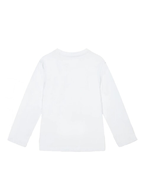 KIDS Chemise &agrave; manches longues avec un ours en peluche blanc pur - Tee-shirt enfant