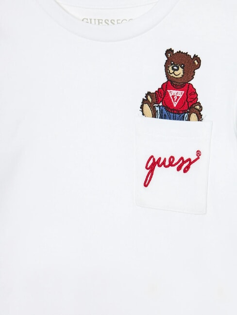 KIDS Chemise &agrave; manches longues avec un ours en peluche blanc pur - Tee-shirt enfant