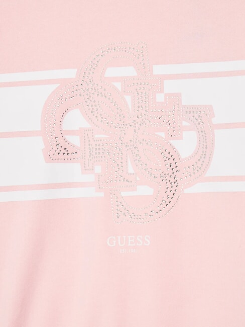 KIDS Sweat-shirt &agrave; col rond avec logo et strass rose barbe &agrave; papa - B&eacute;b&eacute; Sweat