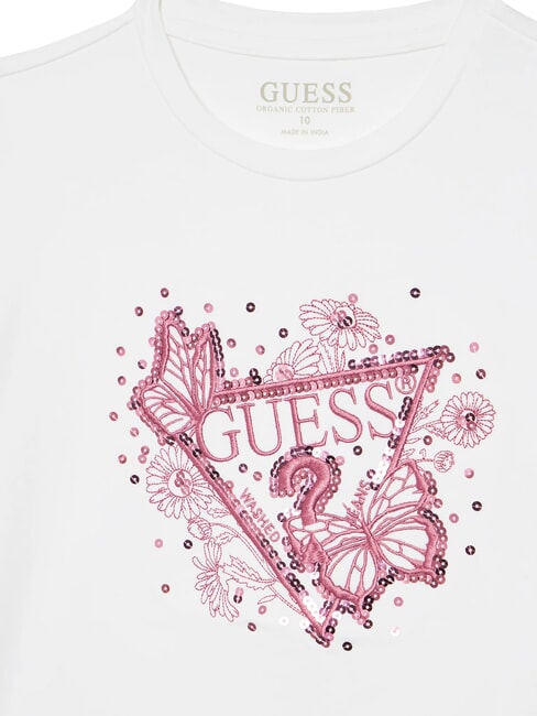 KIDS T-shirt &agrave; manches courtes orn&eacute; de broderies et de sequins blanc pur - Tee-shirt enfant