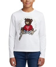 GUESS KIDS T-shirt &agrave; manches longues avec un ours en peluche blanc pur - Tee-shirt enfant - 3