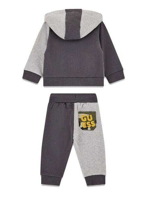 KIDS MINI ME Ensemble de surv&ecirc;tement avec capuche et pantalon combinaison de nuances de gris - Barboteuses et tenues pour b&eacute;b&eacute;