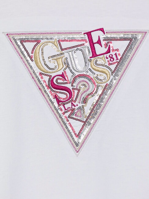 KIDS T-shirt en coton imprim&eacute; et orn&eacute; de strass blanc pur multicolore - Tee-shirt enfant