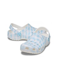 CROCS CLASSIC GINGHAM pantoufles sabot imprim&eacute;es pour femmes blanc/bleu - Chaussures Femme - 5