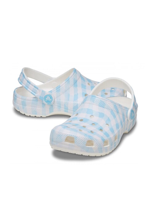 CLASSIC GINGHAM pantoufles sabot imprim&eacute;es pour femmes blanc/bleu - Chaussures Femme