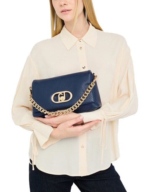 LAPUFFY Sac &agrave; bandouli&egrave;re avec poign&eacute;e en cha&icirc;ne robe bleue - Sacs pour Femme