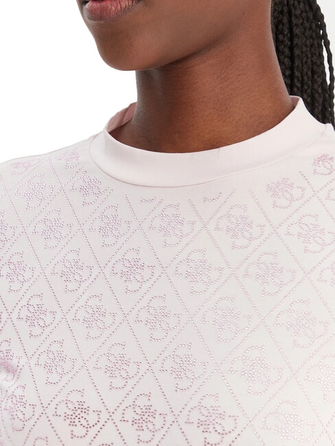 MOCK NECK ALL OVER 4G T-shirt slim fit orn&eacute; de strass rose d&eacute;licat - T-shirt