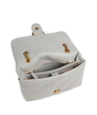 PINKO CLASSIC LOVE PUFF Sac en cuir nappa gris perle-or antique - Sacs pour Femme - 4