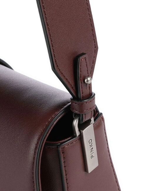 LOVE ONE SLOUCHY Mini sac &agrave; bandouli&egrave;re en cuir vin de Bourgogne - vieil argent - Sacs pour Femme