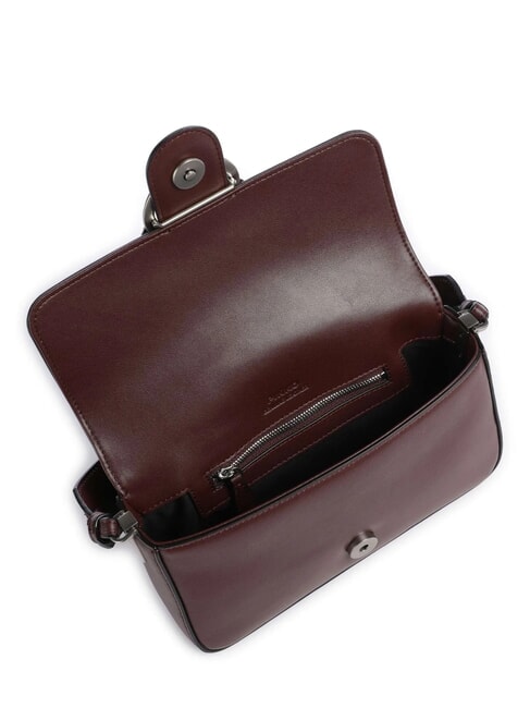 LOVE ONE SLOUCHY Mini sac &agrave; bandouli&egrave;re en cuir vin de Bourgogne - vieil argent - Sacs pour Femme