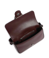 PINKO LOVE ONE SLOUCHY Mini sac &agrave; bandouli&egrave;re en cuir vin de Bourgogne - vieil argent - Sacs pour Femme - 4