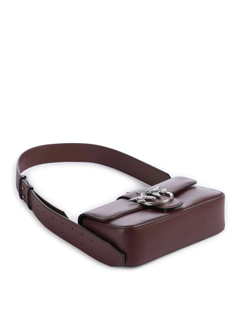 LOVE ONE SLOUCHY Mini sac &agrave; bandouli&egrave;re en cuir vin de Bourgogne - vieil argent - Sacs pour Femme