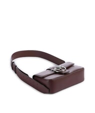 PINKO LOVE ONE SLOUCHY Mini sac &agrave; bandouli&egrave;re en cuir vin de Bourgogne - vieil argent - Sacs pour Femme - 5