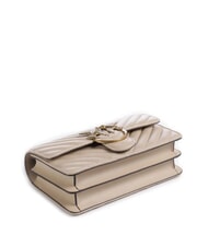 PINKO MINI LOVE BAG Un sac &agrave; chevrons beige-gris fum&eacute;-or antique - Sacs pour Femme - 5