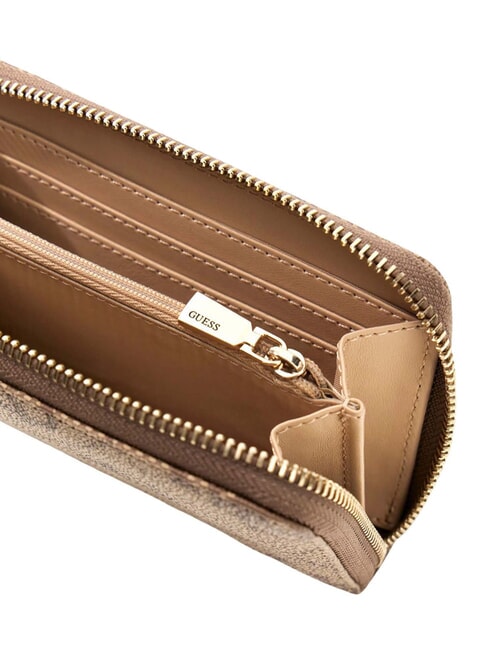 LAUREL 2 Portefeuille zipp&eacute; moyen avec logo 4G imprim&eacute; logo latte / marron - Portefeuilles Femme