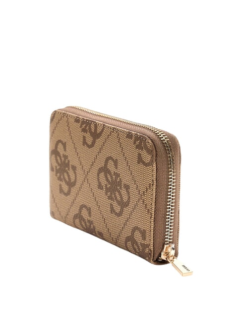 LAUREL 2 Portefeuille zipp&eacute; moyen avec logo 4G imprim&eacute; logo latte / marron - Portefeuilles Femme