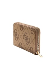 GUESS LAUREL 2 Portefeuille zipp&eacute; moyen avec logo 4G imprim&eacute; logo latte / marron - Portefeuilles Femme - 3