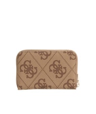 GUESS LAUREL 2 Portefeuille zipp&eacute; moyen avec logo 4G imprim&eacute; logo latte / marron - Portefeuilles Femme - 4