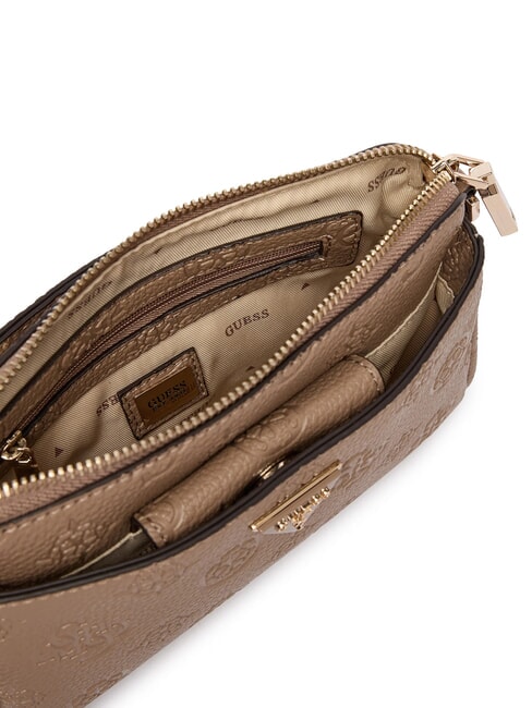 CRESIDIA 2 Sac bandouli&egrave;re pivoine avec logo en relief logo taupe fonc&eacute; - Sacs pour Femme