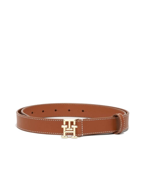 TH LOGO Ceinture en cuir pour femme cognac / noir - Ceintures