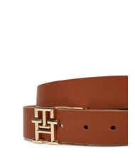 TOMMY HILFIGER TH LOGO Ceinture en cuir r&eacute;versible cognac / mono de canne &agrave; sucre - Ceintures - 3