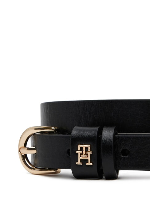 TH LOGO Ceinture fine en cuir pour femme noir - Ceintures