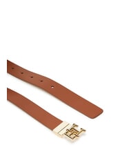 TOMMY HILFIGER TH LOGO Ceinture en cuir r&eacute;versible cognac / mono de canne &agrave; sucre - Ceintures - 4