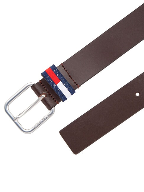 TOMMY JEANS RYAN Ceinture en cuir brun fonc&eacute; lisse - Ceintures