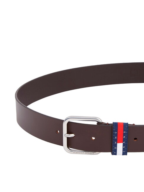 TOMMY JEANS RYAN Ceinture en cuir brun fonc&eacute; lisse - Ceintures