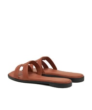 TOMMY HILFIGER TH LOGO STRAP pantoufles basses en cuir &eacute;corce de cannelle - Chaussures Femme - 5