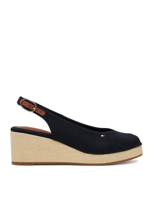 TH Espadrilles &agrave; bout ouvert et bride arri&egrave;re bleu espace - Chaussures Femme