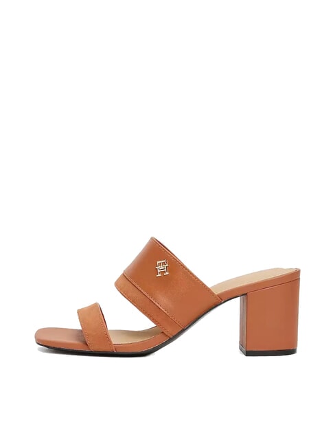 TH sandale mule en cuir &agrave; talon large &eacute;corce de cannelle - Chaussures Femme