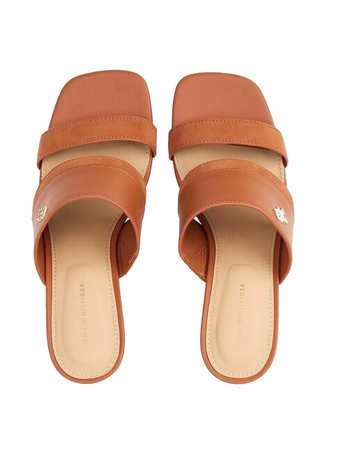 TH sandale mule en cuir &agrave; talon large &eacute;corce de cannelle - Chaussures Femme