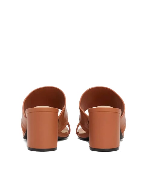 TH sandale mule en cuir &agrave; talon large &eacute;corce de cannelle - Chaussures Femme