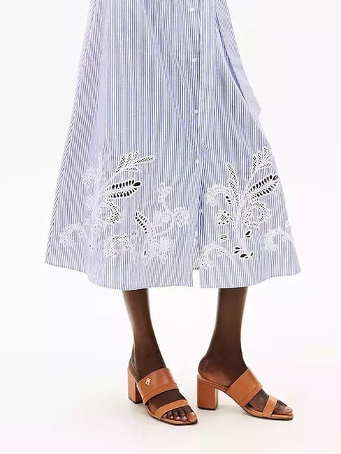 TH sandale mule en cuir &agrave; talon large &eacute;corce de cannelle - Chaussures Femme