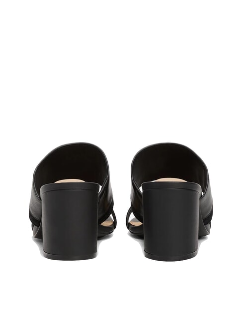 TH sandale mule en cuir &agrave; talon large noir - Chaussures Femme