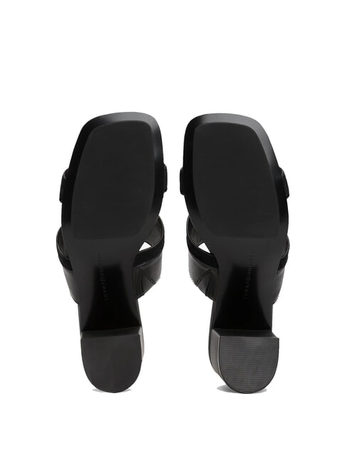 TH sandale mule en cuir &agrave; talon large noir - Chaussures Femme
