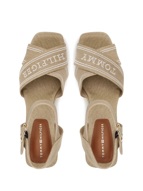 TH sandales compens&eacute;es hautes en toile raifort - Chaussures Femme