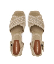 TOMMY HILFIGER TH sandales compens&eacute;es hautes en toile raifort - Chaussures Femme - 4